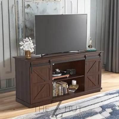 JUMMICO TV Stand for 65 Inch TV, Entertainment Center with Storage Cabinets and Sliding Barn Doors, Mid Century Modern Media TV Console Table for Living Room Bedroom (Bright White) THE Z HUT