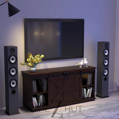 JUMMICO TV Stand for 65 Inch TV, Entertainment Center with Storage Cabinets and Sliding Barn Doors, Mid Century Modern Media TV Console Table for Living Room Bedroom (Bright White) THE Z HUT
