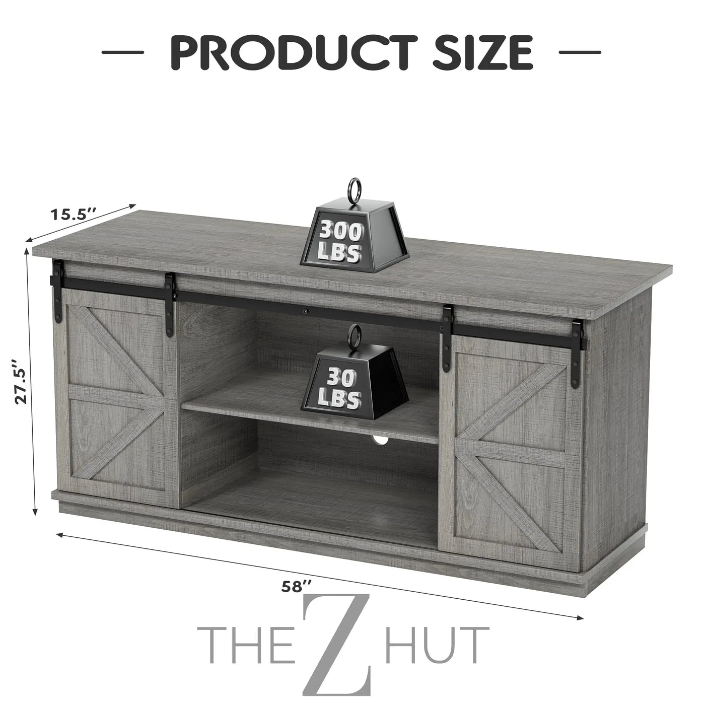 JUMMICO TV Stand for 65 Inch TV, Entertainment Center with Storage Cabinets and Sliding Barn Doors, Mid Century Modern Media TV Console Table for Living Room Bedroom (Bright White) THE Z HUT