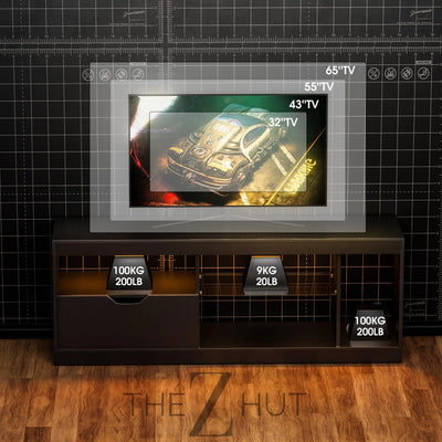 JUMMICO TV Stand, Modern Lighting TV Cabinet Entertainment Center Media and Open Shelf, TV Console Table with 1 Drawer and Remote Control, 20 Color LED Lights up to 70 Inch TV (White) THE Z HUT