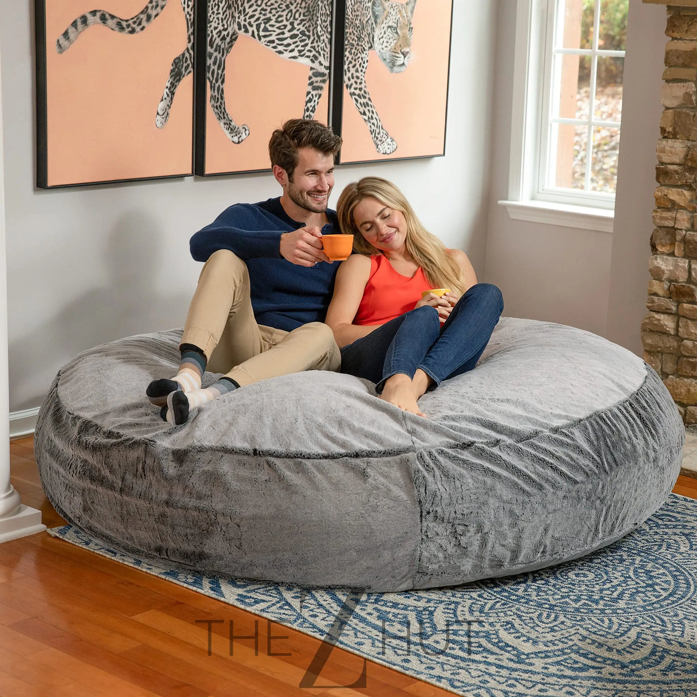 Jaxx 6 Foot Cocoon - 2-in-1 Convertible Bean Bag Bed & Large Bean Bag Chair for Adults, Charcoal THE Z HUT
