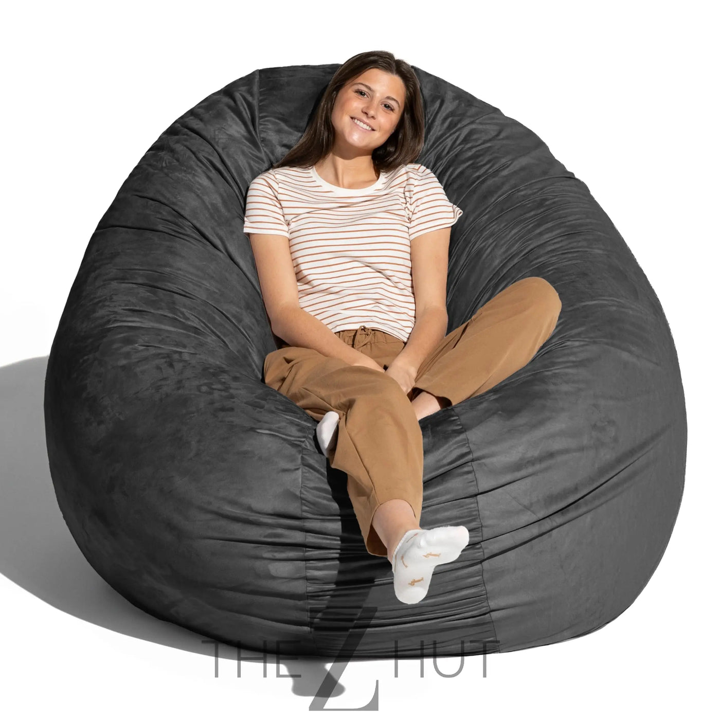 Jaxx 6 Foot Cocoon - 2-in-1 Convertible Bean Bag Bed & Large Bean Bag Chair for Adults, Charcoal THE Z HUT