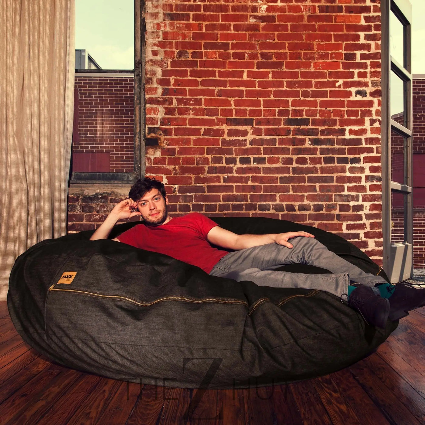 Jaxx 6 Foot Cocoon - 2-in-1 Convertible Bean Bag Bed & Large Bean Bag Chair for Adults, Charcoal THE Z HUT