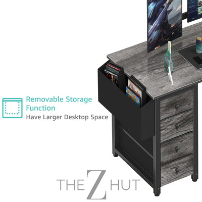 Lufeiya White L Shaped Computer Desk with Drawers & Storage Shelves, 47 Inch Corner Reversible Desk with Power Outlet for Home Office Bedroom, L-Shaped Teen PC Desks with Fabric Drawer, White THE Z HUT