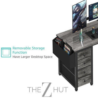 Lufeiya White L Shaped Computer Desk with Drawers & Storage Shelves, 47 Inch Corner Reversible Desk with Power Outlet for Home Office Bedroom, L-Shaped Teen PC Desks with Fabric Drawer, White THE Z HUT