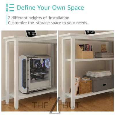 Lufeiya White L Shaped Computer Desk with Drawers & Storage Shelves, 47 Inch Corner Reversible Desk with Power Outlet for Home Office Bedroom, L-Shaped Teen PC Desks with Fabric Drawer, White THE Z HUT