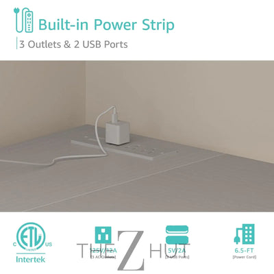 Lufeiya White L Shaped Computer Desk with Drawers & Storage Shelves, 47 Inch Corner Reversible Desk with Power Outlet for Home Office Bedroom, L-Shaped Teen PC Desks with Fabric Drawer, White THE Z HUT