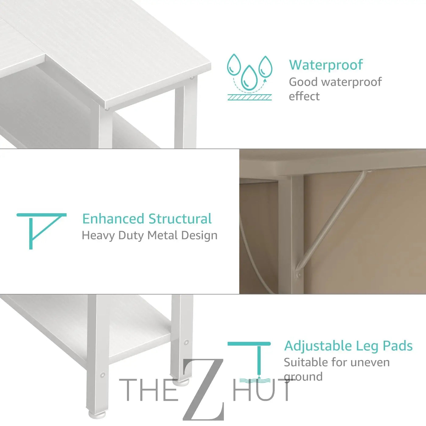 Lufeiya White L Shaped Computer Desk with Drawers & Storage Shelves, 47 Inch Corner Reversible Desk with Power Outlet for Home Office Bedroom, L-Shaped Teen PC Desks with Fabric Drawer, White THE Z HUT