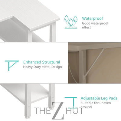 Lufeiya White L Shaped Computer Desk with Drawers & Storage Shelves, 47 Inch Corner Reversible Desk with Power Outlet for Home Office Bedroom, L-Shaped Teen PC Desks with Fabric Drawer, White THE Z HUT