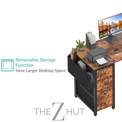 Lufeiya White L Shaped Computer Desk with Drawers & Storage Shelves, 47 Inch Corner Reversible Desk with Power Outlet for Home Office Bedroom, L-Shaped Teen PC Desks with Fabric Drawer, White THE Z HUT