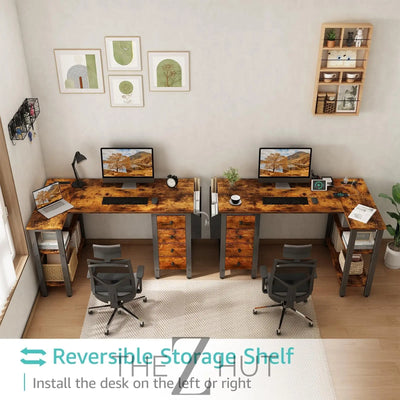 Lufeiya White L Shaped Computer Desk with Drawers & Storage Shelves, 47 Inch Corner Reversible Desk with Power Outlet for Home Office Bedroom, L-Shaped Teen PC Desks with Fabric Drawer, White THE Z HUT