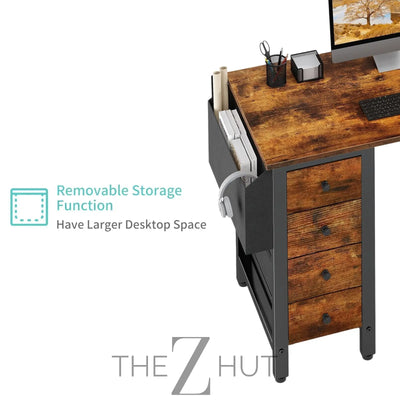 Lufeiya White L Shaped Computer Desk with Drawers & Storage Shelves, 47 Inch Corner Reversible Desk with Power Outlet for Home Office Bedroom, L-Shaped Teen PC Desks with Fabric Drawer, White THE Z HUT
