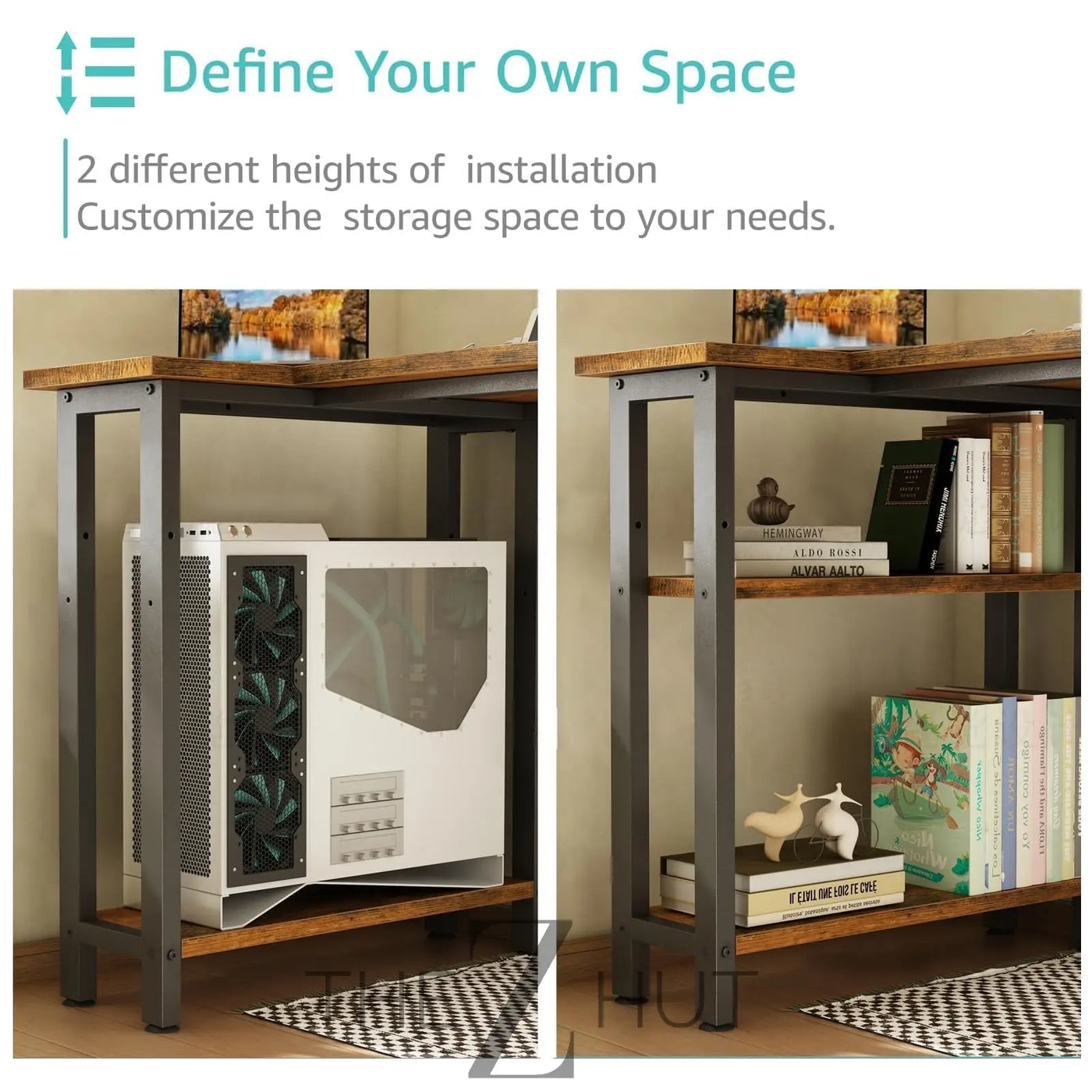 Lufeiya White L Shaped Computer Desk with Drawers & Storage Shelves, 47 Inch Corner Reversible Desk with Power Outlet for Home Office Bedroom, L-Shaped Teen PC Desks with Fabric Drawer, White THE Z HUT