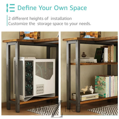 Lufeiya White L Shaped Computer Desk with Drawers & Storage Shelves, 47 Inch Corner Reversible Desk with Power Outlet for Home Office Bedroom, L-Shaped Teen PC Desks with Fabric Drawer, White THE Z HUT
