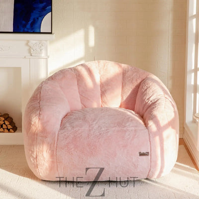 MAXYOYO Giant Bean Bag Chair, Oversized Bean Bag Couch for Adults and Kids, Faux Fur Shell-Shaped Large Chair with Filler, Stuffed Big Accent Sofa Lounge Floor Sofa for Gaming, Reading, Beige THE Z HUT