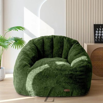 MAXYOYO Giant Bean Bag Chair, Oversized Bean Bag Couch for Adults and Kids, Faux Fur Shell-Shaped Large Chair with Filler, Stuffed Big Accent Sofa Lounge Floor Sofa for Gaming, Reading, Beige THE Z HUT
