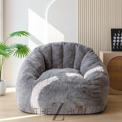 MAXYOYO Giant Bean Bag Chair, Oversized Bean Bag Couch for Adults and Kids, Faux Fur Shell-Shaped Large Chair with Filler, Stuffed Big Accent Sofa Lounge Floor Sofa for Gaming, Reading, Beige THE Z HUT