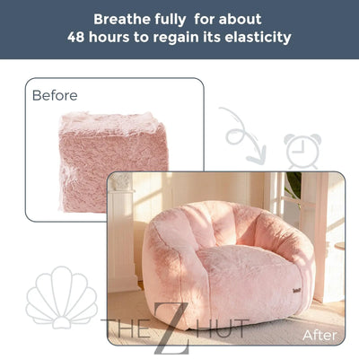 MAXYOYO Giant Bean Bag Chair, Oversized Bean Bag Couch for Adults and Kids, Faux Fur Shell-Shaped Large Chair with Filler, Stuffed Big Accent Sofa Lounge Floor Sofa for Gaming, Reading, Beige THE Z HUT
