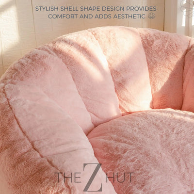 MAXYOYO Giant Bean Bag Chair, Oversized Bean Bag Couch for Adults and Kids, Faux Fur Shell-Shaped Large Chair with Filler, Stuffed Big Accent Sofa Lounge Floor Sofa for Gaming, Reading, Beige THE Z HUT