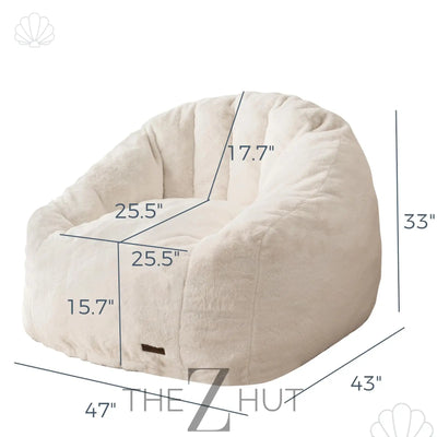 MAXYOYO Giant Bean Bag Chair, Oversized Bean Bag Couch for Adults and Kids, Faux Fur Shell-Shaped Large Chair with Filler, Stuffed Big Accent Sofa Lounge Floor Sofa for Gaming, Reading, Beige THE Z HUT