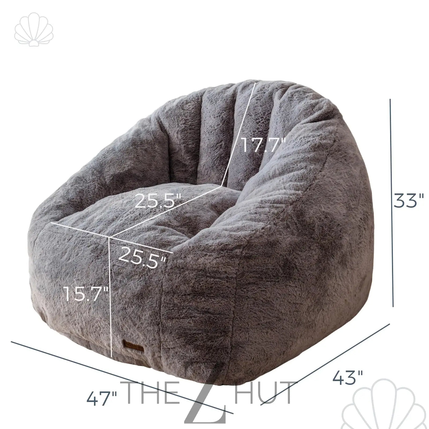 MAXYOYO Giant Bean Bag Chair, Oversized Bean Bag Couch for Adults and Kids, Faux Fur Shell-Shaped Large Chair with Filler, Stuffed Big Accent Sofa Lounge Floor Sofa for Gaming, Reading, Beige THE Z HUT