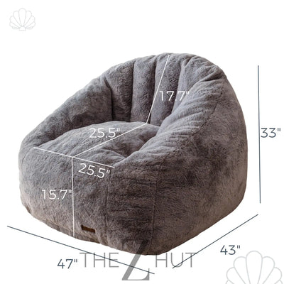MAXYOYO Giant Bean Bag Chair, Oversized Bean Bag Couch for Adults and Kids, Faux Fur Shell-Shaped Large Chair with Filler, Stuffed Big Accent Sofa Lounge Floor Sofa for Gaming, Reading, Beige THE Z HUT