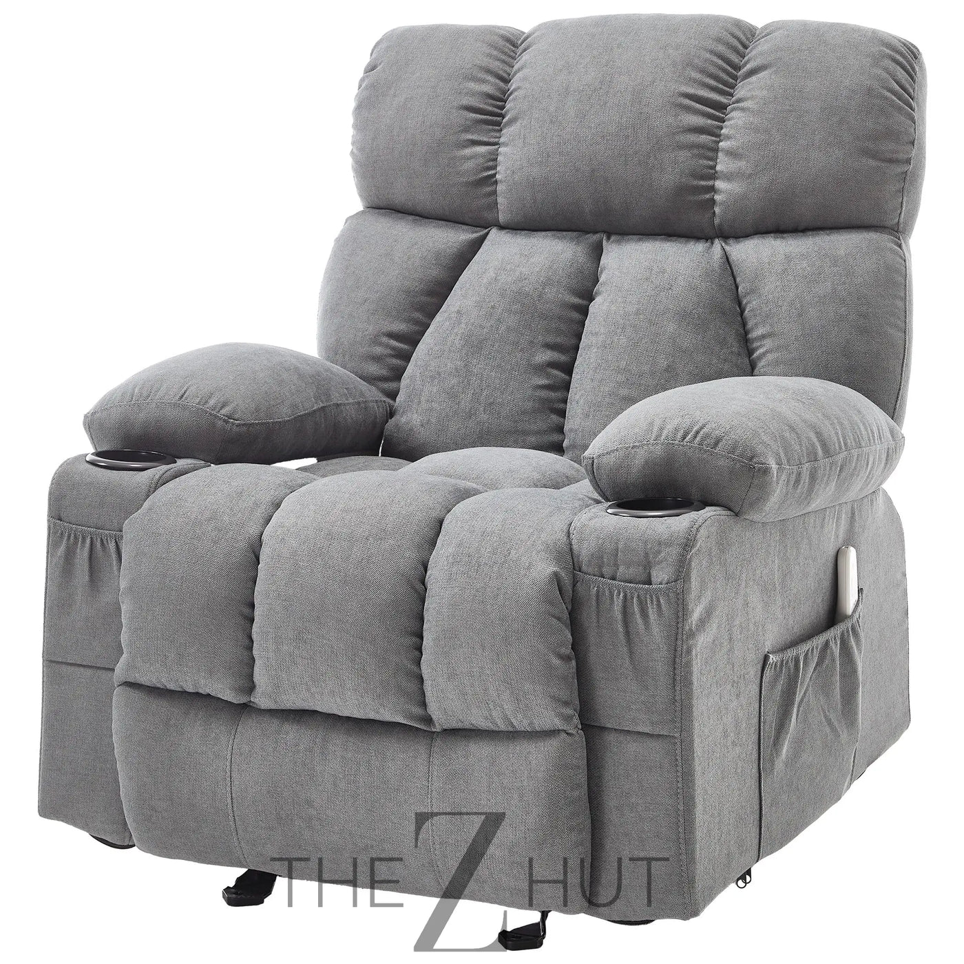 Massage Rocker Recliner Chair with Heat and Vibration Ergonomic Rocking Lounge Chair for Living Room Comfy Overstuffed Recliner with 4 Side Pockets,2 Cup Holders, USB Charge Port, Grey THE Z HUT