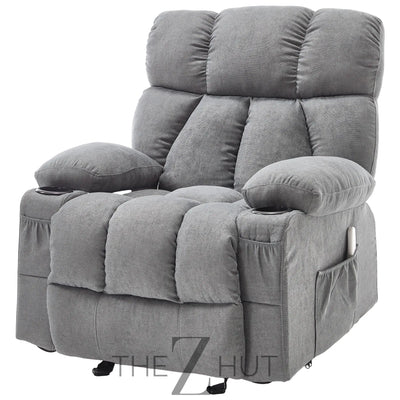Massage Rocker Recliner Chair with Heat and Vibration Ergonomic Rocking Lounge Chair for Living Room Comfy Overstuffed Recliner with 4 Side Pockets,2 Cup Holders, USB Charge Port, Grey THE Z HUT