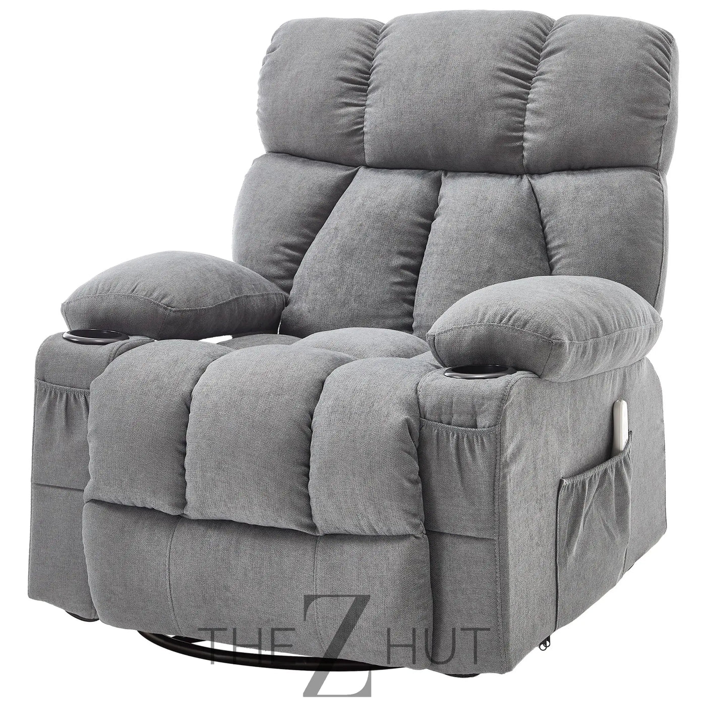 Massage Rocker Recliner Chair with Heat and Vibration Ergonomic Rocking Lounge Chair for Living Room Comfy Overstuffed Recliner with 4 Side Pockets,2 Cup Holders, USB Charge Port, Grey THE Z HUT