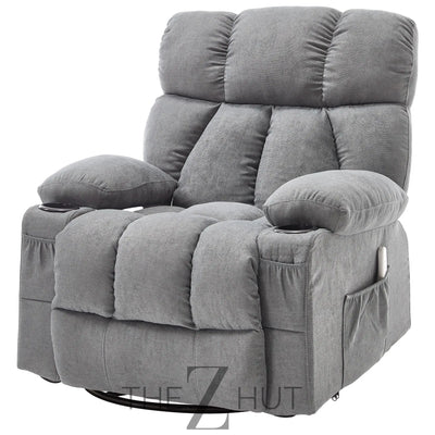 Massage Rocker Recliner Chair with Heat and Vibration Ergonomic Rocking Lounge Chair for Living Room Comfy Overstuffed Recliner with 4 Side Pockets,2 Cup Holders, USB Charge Port, Grey THE Z HUT