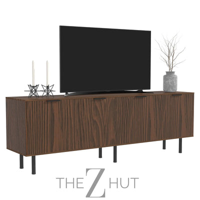 Mid Century Modern TV Stand for 80 Inch TV, Entertainment Center with 4 Large Drawers, TV Stand for Living Room, Media TV Console Table with Storage for Bedroom, White THE Z HUT