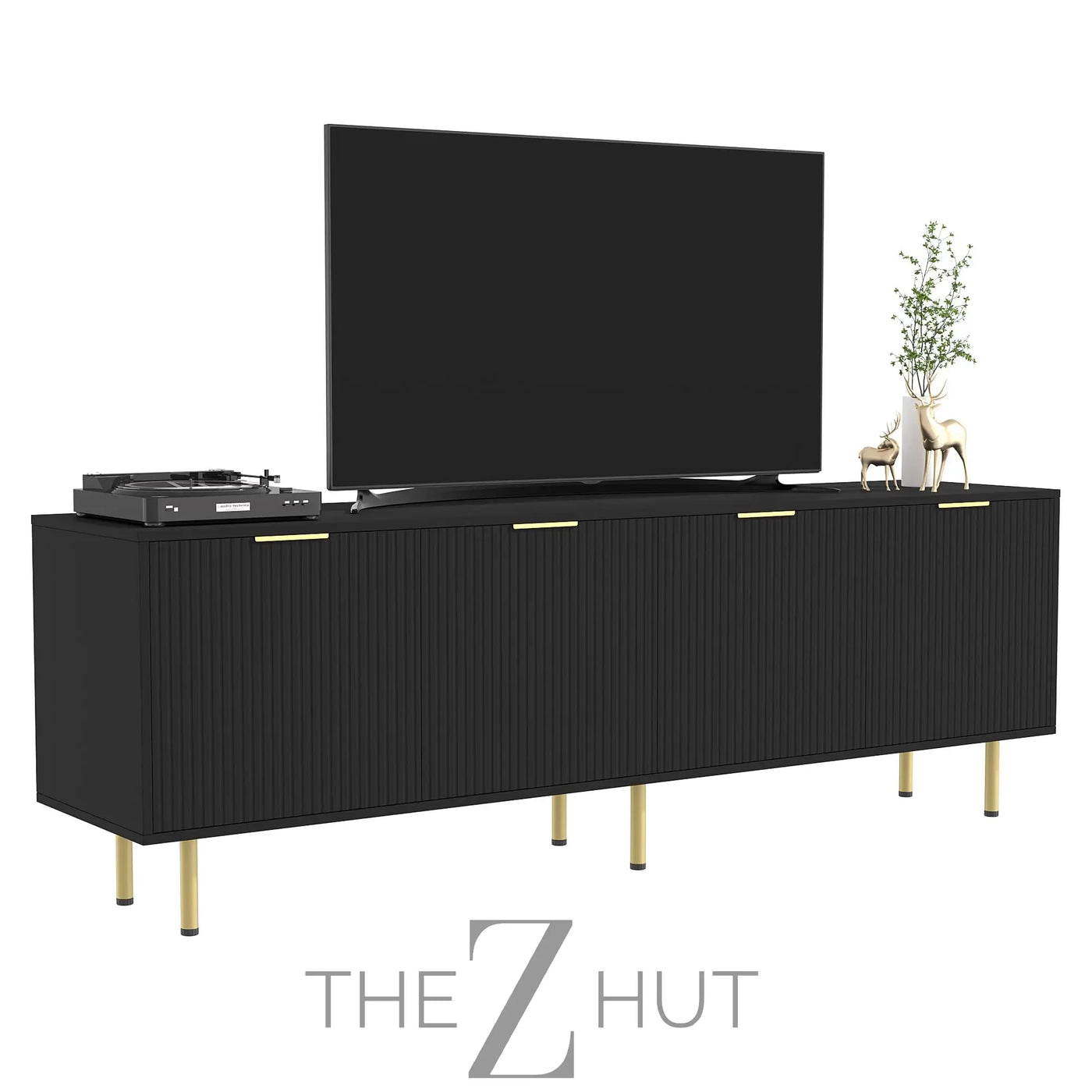 Mid Century Modern TV Stand for 80 Inch TV, Entertainment Center with 4 Large Drawers, TV Stand for Living Room, Media TV Console Table with Storage for Bedroom, White THE Z HUT
