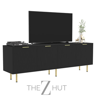 Mid Century Modern TV Stand for 80 Inch TV, Entertainment Center with 4 Large Drawers, TV Stand for Living Room, Media TV Console Table with Storage for Bedroom, White THE Z HUT