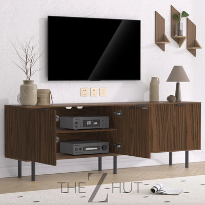 Mid Century Modern TV Stand for 80 Inch TV, Entertainment Center with 4 Large Drawers, TV Stand for Living Room, Media TV Console Table with Storage for Bedroom, White THE Z HUT