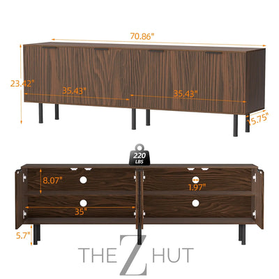 Mid Century Modern TV Stand for 80 Inch TV, Entertainment Center with 4 Large Drawers, TV Stand for Living Room, Media TV Console Table with Storage for Bedroom, White THE Z HUT