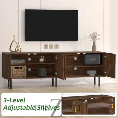 Mid Century Modern TV Stand for 80 Inch TV, Entertainment Center with 4 Large Drawers, TV Stand for Living Room, Media TV Console Table with Storage for Bedroom, White THE Z HUT