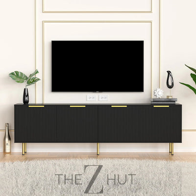 Mid Century Modern TV Stand for 80 Inch TV, Entertainment Center with 4 Large Drawers, TV Stand for Living Room, Media TV Console Table with Storage for Bedroom, White THE Z HUT