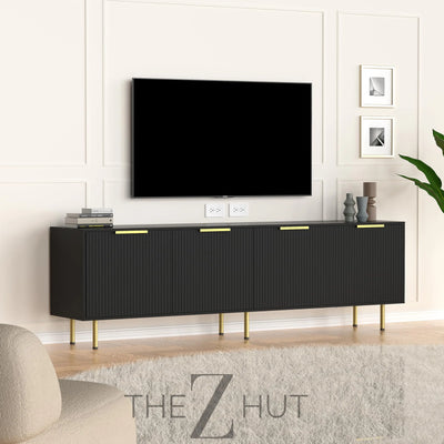 Mid Century Modern TV Stand for 80 Inch TV, Entertainment Center with 4 Large Drawers, TV Stand for Living Room, Media TV Console Table with Storage for Bedroom, White THE Z HUT