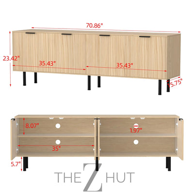 Mid Century Modern TV Stand for 80 Inch TV, Entertainment Center with 4 Large Drawers, TV Stand for Living Room, Media TV Console Table with Storage for Bedroom, White THE Z HUT