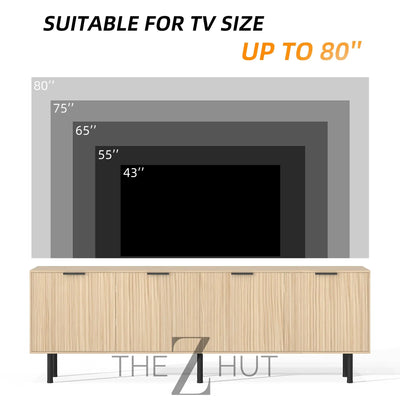 Mid Century Modern TV Stand for 80 Inch TV, Entertainment Center with 4 Large Drawers, TV Stand for Living Room, Media TV Console Table with Storage for Bedroom, White THE Z HUT