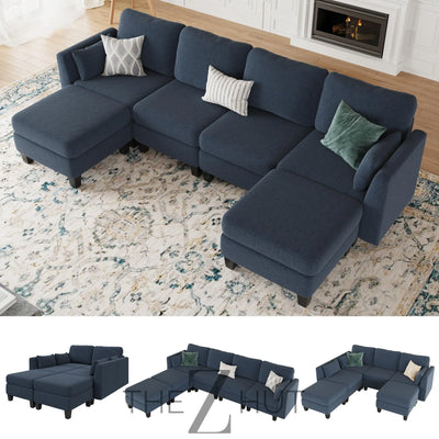 Modular Sectional Sofa, Convertible U Shaped Sofa Couch with High Density Memory Foam, 6 Seat Comfy Modular Sofa Couch for Living Room, Modern U Shaped Sectional Sofa, Dimgrey THE Z HUT