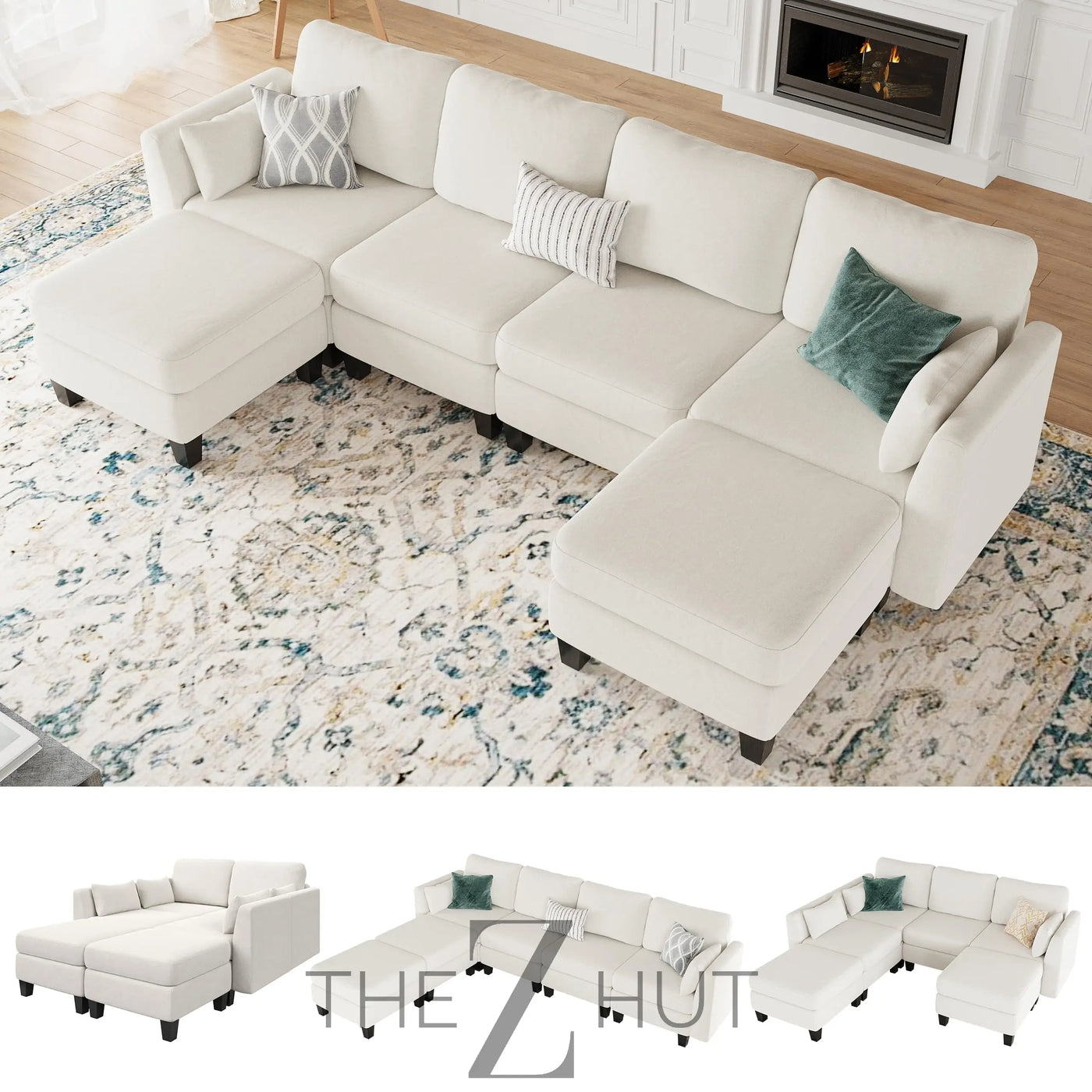 Modular Sectional Sofa, Convertible U Shaped Sofa Couch with High Density Memory Foam, 6 Seat Comfy Modular Sofa Couch for Living Room, Modern U Shaped Sectional Sofa, Dimgrey THE Z HUT