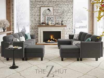 Modular Sectional Sofa, Convertible U Shaped Sofa Couch with High Density Memory Foam, 6 Seat Comfy Modular Sofa Couch for Living Room, Modern U Shaped Sectional Sofa, Dimgrey THE Z HUT