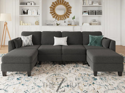 Modular Sectional Sofa, Convertible U Shaped Sofa Couch with High Density Memory Foam, 6 Seat Comfy Modular Sofa Couch for Living Room, Modern U Shaped Sectional Sofa, Dimgrey THE Z HUT