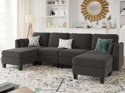 Modular Sectional Sofa, Convertible U Shaped Sofa Couch with High Density Memory Foam, 6 Seat Comfy Modular Sofa Couch for Living Room, Modern U Shaped Sectional Sofa, Dimgrey THE Z HUT