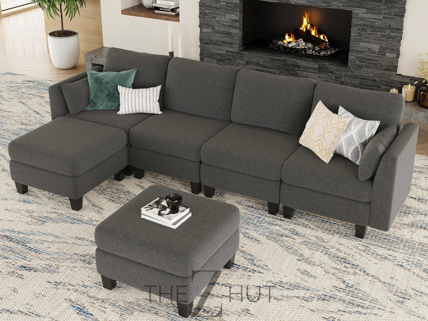 Modular Sectional Sofa, Convertible U Shaped Sofa Couch with High Density Memory Foam, 6 Seat Comfy Modular Sofa Couch for Living Room, Modern U Shaped Sectional Sofa, Dimgrey THE Z HUT
