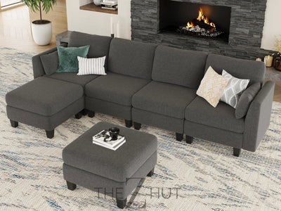 Modular Sectional Sofa, Convertible U Shaped Sofa Couch with High Density Memory Foam, 6 Seat Comfy Modular Sofa Couch for Living Room, Modern U Shaped Sectional Sofa, Dimgrey THE Z HUT