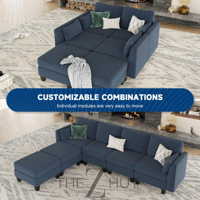 Modular Sectional Sofa, Convertible U Shaped Sofa Couch with High Density Memory Foam, 6 Seat Comfy Modular Sofa Couch for Living Room, Modern U Shaped Sectional Sofa, Dimgrey THE Z HUT