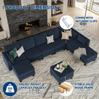 Modular Sectional Sofa, Convertible U Shaped Sofa Couch with High Density Memory Foam, 6 Seat Comfy Modular Sofa Couch for Living Room, Modern U Shaped Sectional Sofa, Dimgrey THE Z HUT