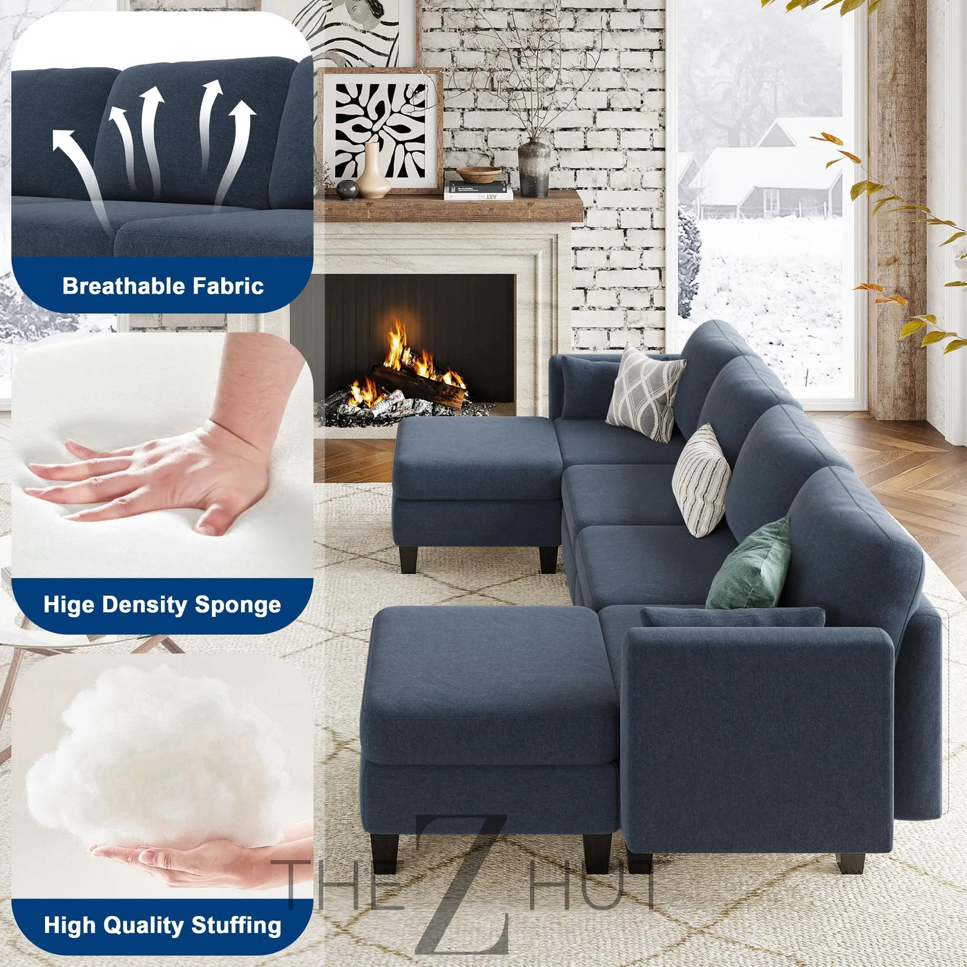 Modular Sectional Sofa, Convertible U Shaped Sofa Couch with High Density Memory Foam, 6 Seat Comfy Modular Sofa Couch for Living Room, Modern U Shaped Sectional Sofa, Dimgrey THE Z HUT